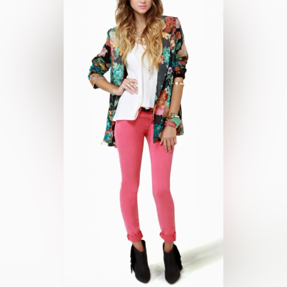 Lulus Gypsy Junkies Zeppelin Floral Print Blazer black medium jacket boho - Picture 3 of 13
